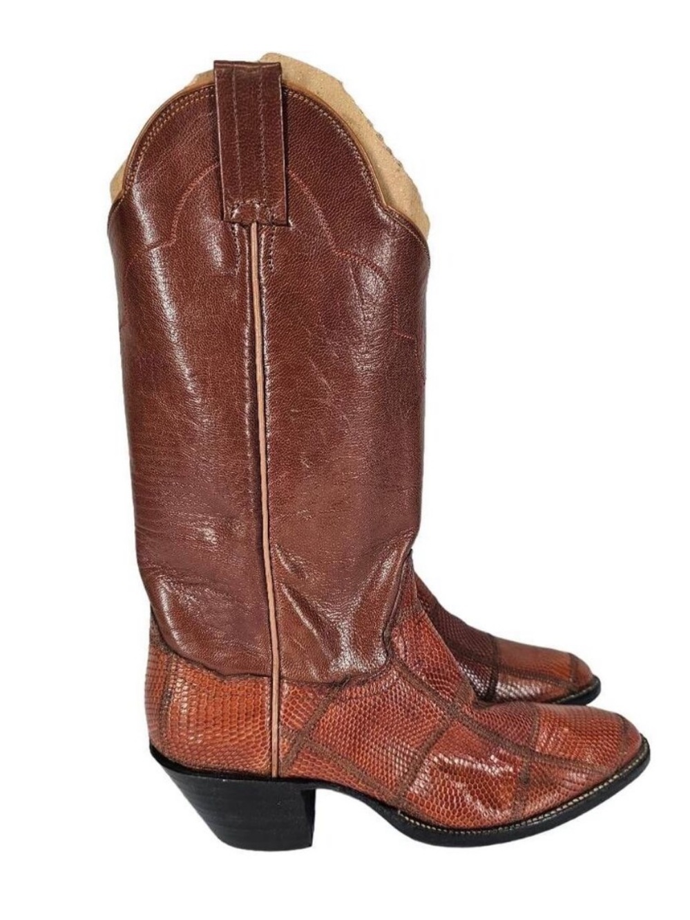 Vintage Panhandle Slim Women's Lizard Western Boots Brown New